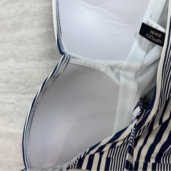 Niptuck swim swimsuit navy white stripe tummy control swimsuit size 8 - Picture 10 of 13